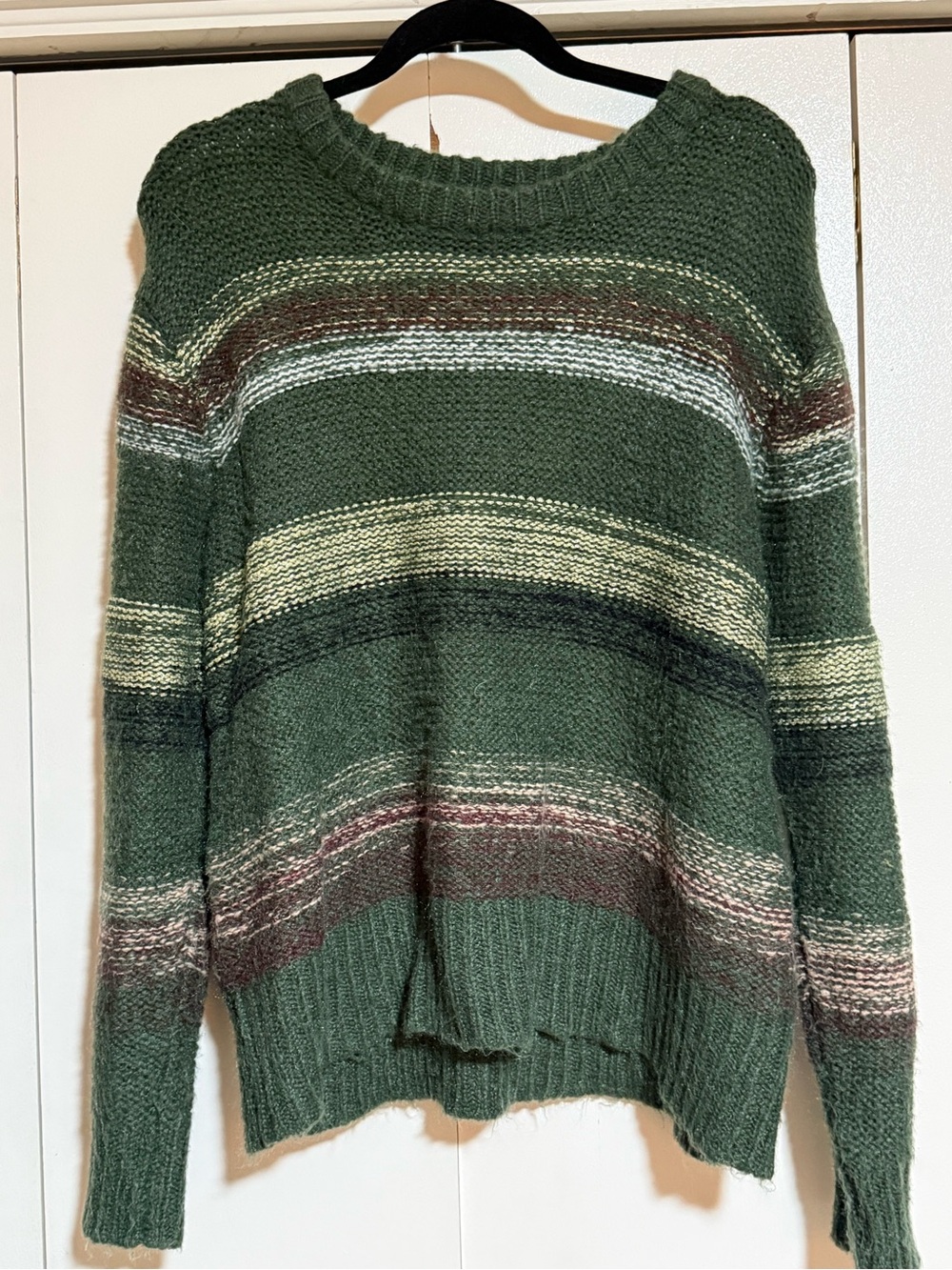Target Cozy Oversized Chunky Knit Sweater Tagged Size X Green Stripe - Picture 3 of 8
